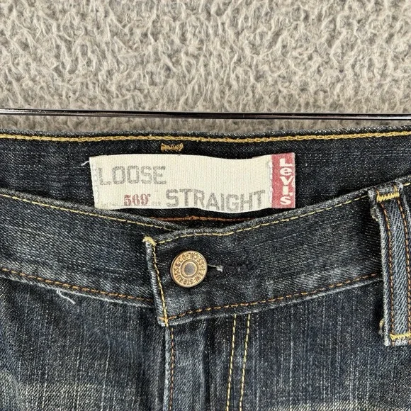 Levi's 569 Loose Straight Denim Shorts Men's W36 Dark Wash Baggy Jorts Y2K - Picture 7 of 9